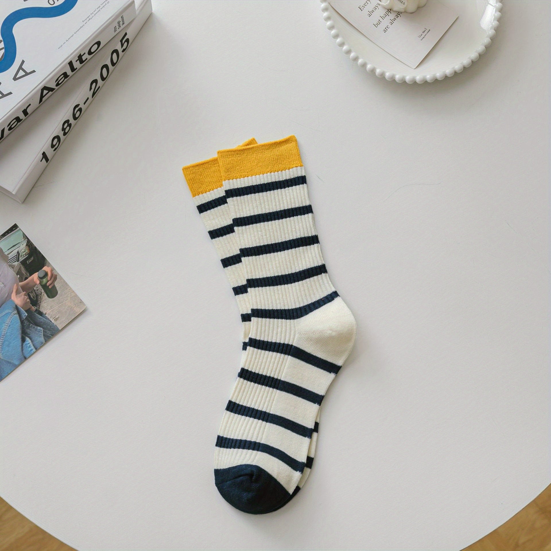 Striped Crew Socks College Style Women's Stockings