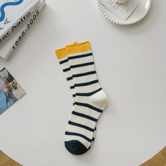 Striped Crew Socks College Style Women's Stockings