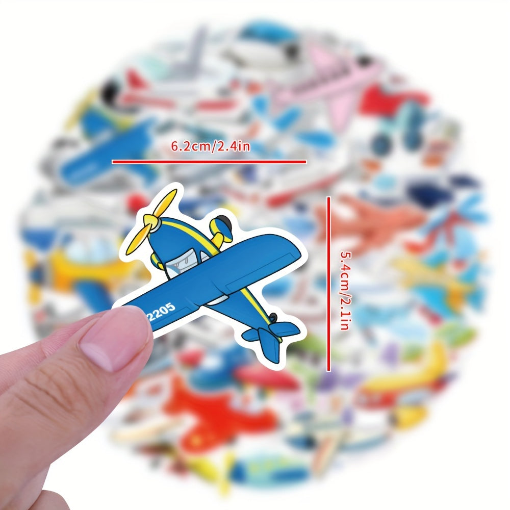 63pcs Cartoon Plane Vinyl Stickers Pack Waterproof for Water Bottle Laptop Phone