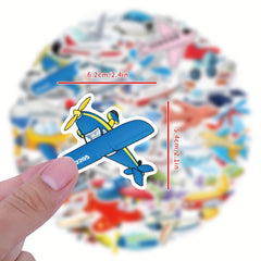 63pcs Cartoon Plane Vinyl Stickers Pack Waterproof for Water Bottle Laptop Phone