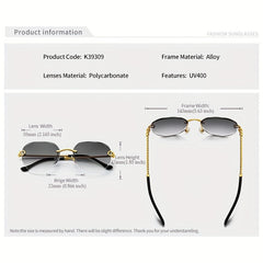 2pairs Men's Rimless Sunglasses UV Protection Summer Sunglasses