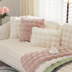 Thick Plush Sofa Slipcover Non Slip Fuzzy Couch Cover Furniture Protector
