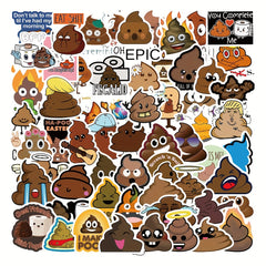 60pcs Cartoon Prank Toilet Expression Stickers Waterproof Vinyl Stickers