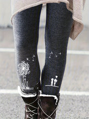 Dandelion Print High Rise Skinny Leggings