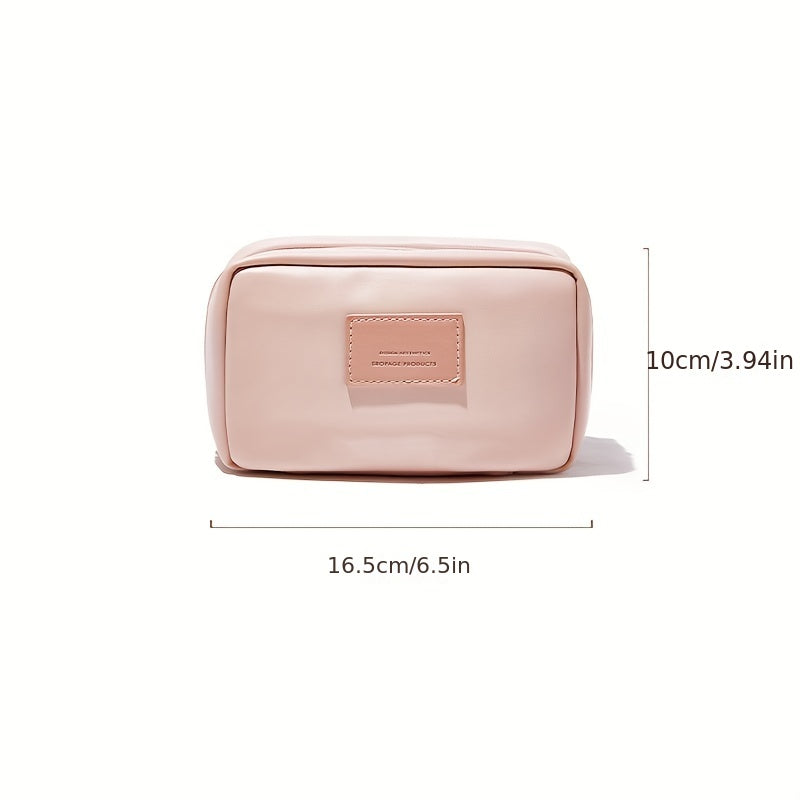 PU Leather Makeup Bag Small Travel Cosmetic Bag Open Flat