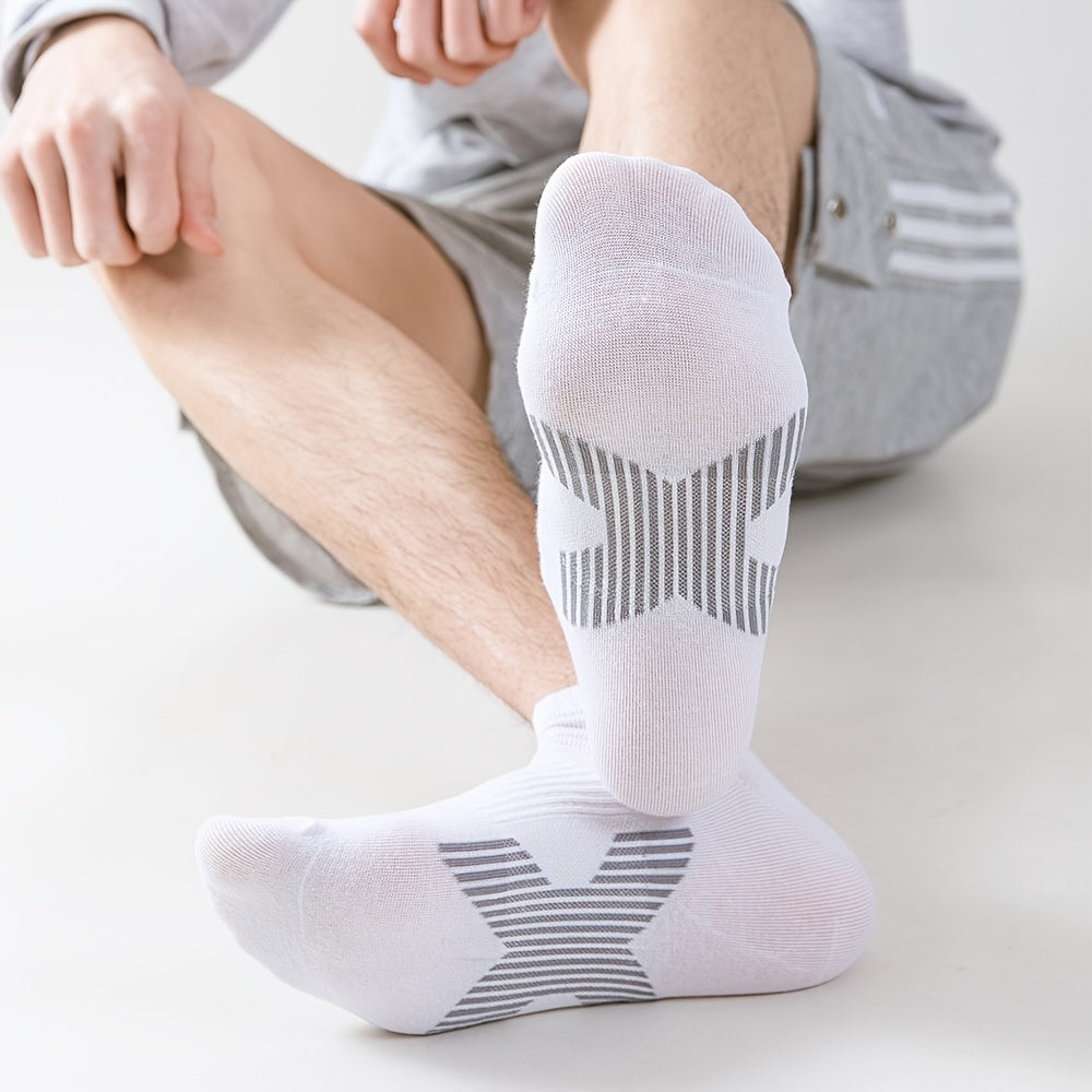 5 Pairs Men's Thin Cotton Sport Anklets for Running Football Basketball