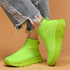 Breathable Slip-On Mesh Running Shoes Soft Comfortable Heighten Sneakers
