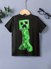 Boy's Cartoon Monster Graphic T-shirt Casual Breathable Tee Kid's Clothing