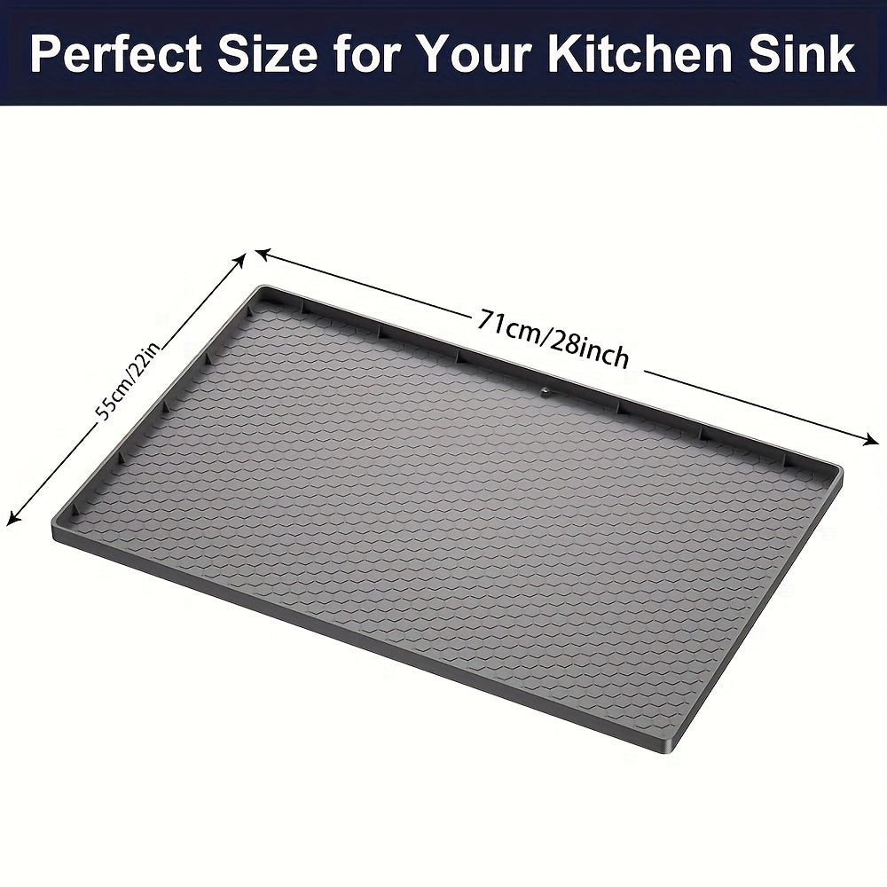 Waterproof Silicone Under Sink Mat with Drain Hole - Cabinet Tray Protector
