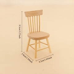 Dollhouse Dining Chair Brown Wood Grain Compact Size for Accessories