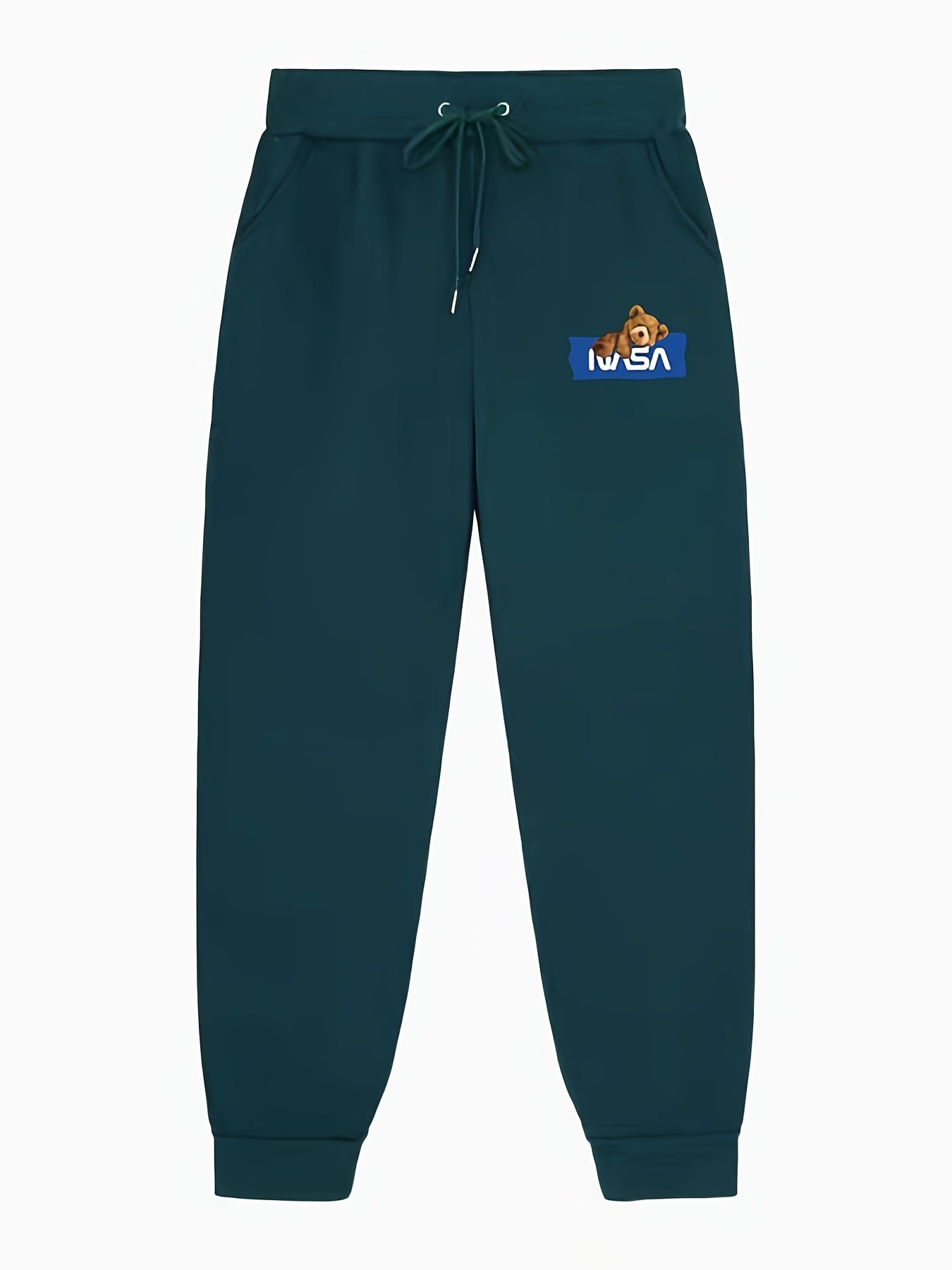 Bear Pattern Joggers Men's Casual Stretch Waist Sweatpants