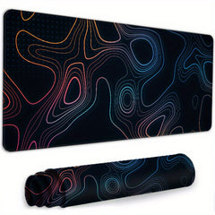 Topographic Mouse Pad XL Keyboard Desk Pad 35.5x15.8in Anti-Slip Rubber Base