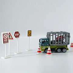 Dinosaur Transport Car with Plastic Cage Vehicle Truck Model