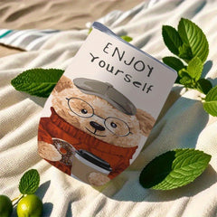 Stainless Steel Insulated Coffee Cup with Bear Enjoy Yourself Print