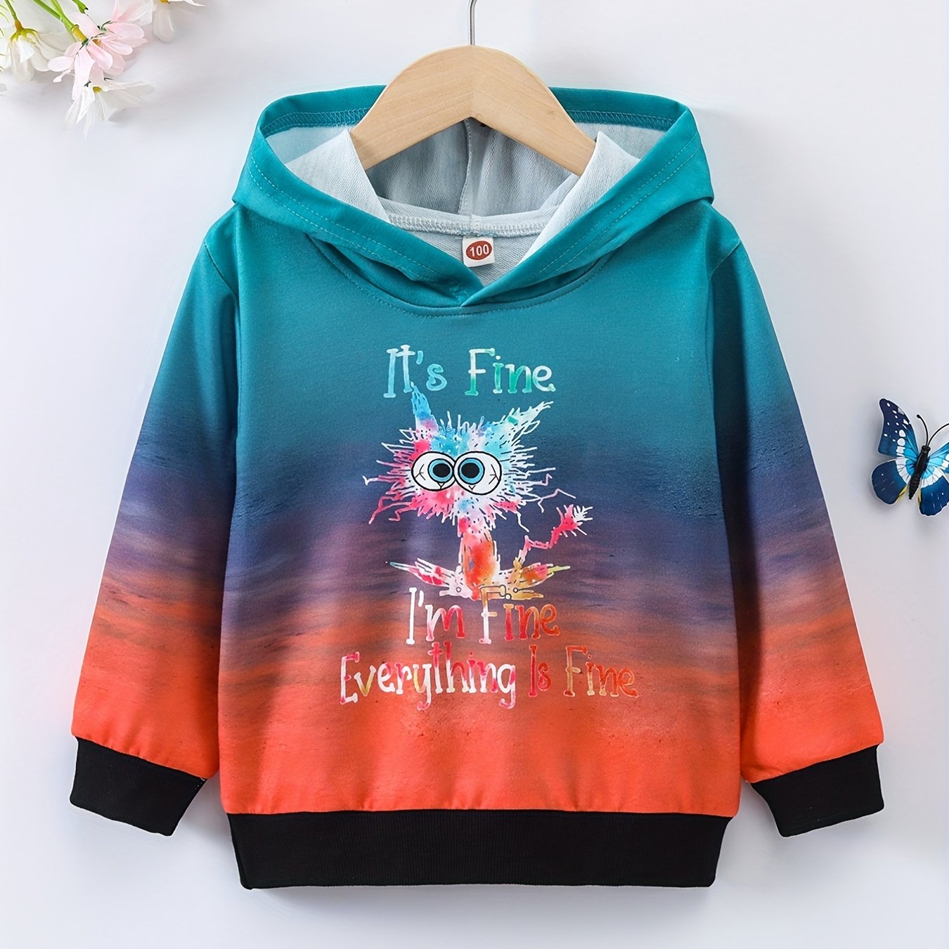 Tie dye Cat Graphic Girls' Hoodie Sweatshirt