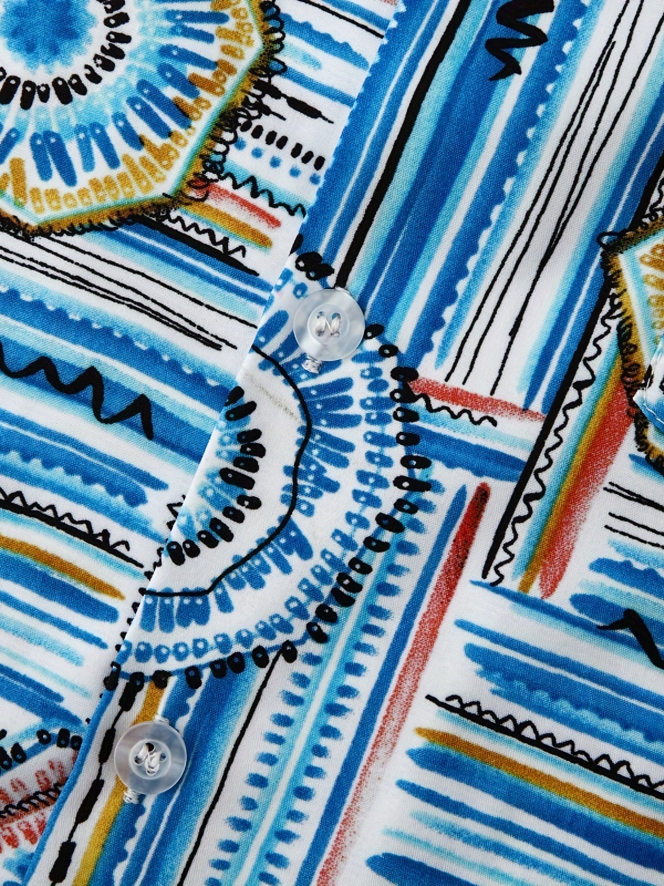 Geometric Print Men s Short Sleeve Hawaiian Shirt For Vacation