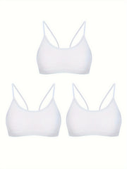 3pcs Ribbed Wireless Bras Breathable Stretch Bra Women's Lingerie & Underwear