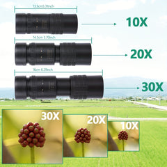 Portable Monocular Telescope 30X30 Extendable Zoom Handheld 10x Telescope