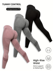 3pcs High Elastic Butt Lifting Yoga Pants Stretchy Fitness Workout Gym Sports