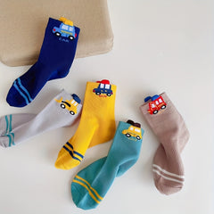 Boys Cartoon Car Pattern Breathable Socks