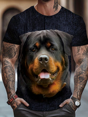 Men's 3D Dog Print T shirt Casual Comfy Crew Neck Tee