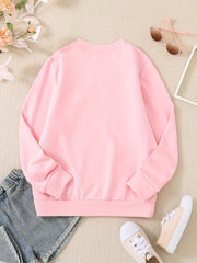 Girls Colorful Hearts Crew Neck Sweatshirts Pullovers For Sports Casual Outfit