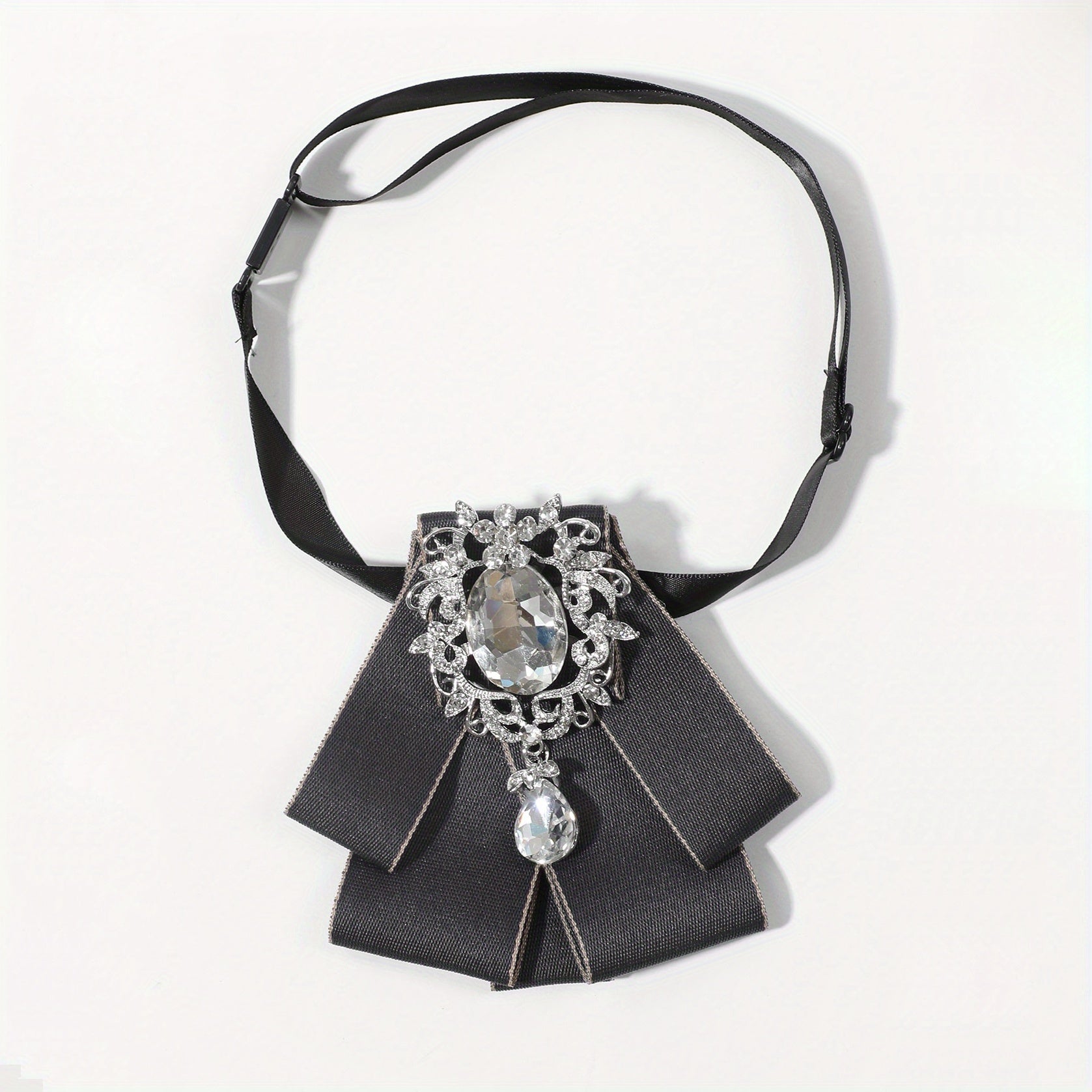 Elegant Diamond Bow Tie with Pearl Inlay