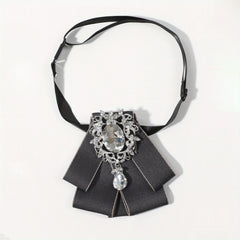 Elegant Diamond Bow Tie with Pearl Inlay