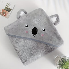 High Big Panda Koala Embroidered Coral Fleece Baby Hooded Bath Towel