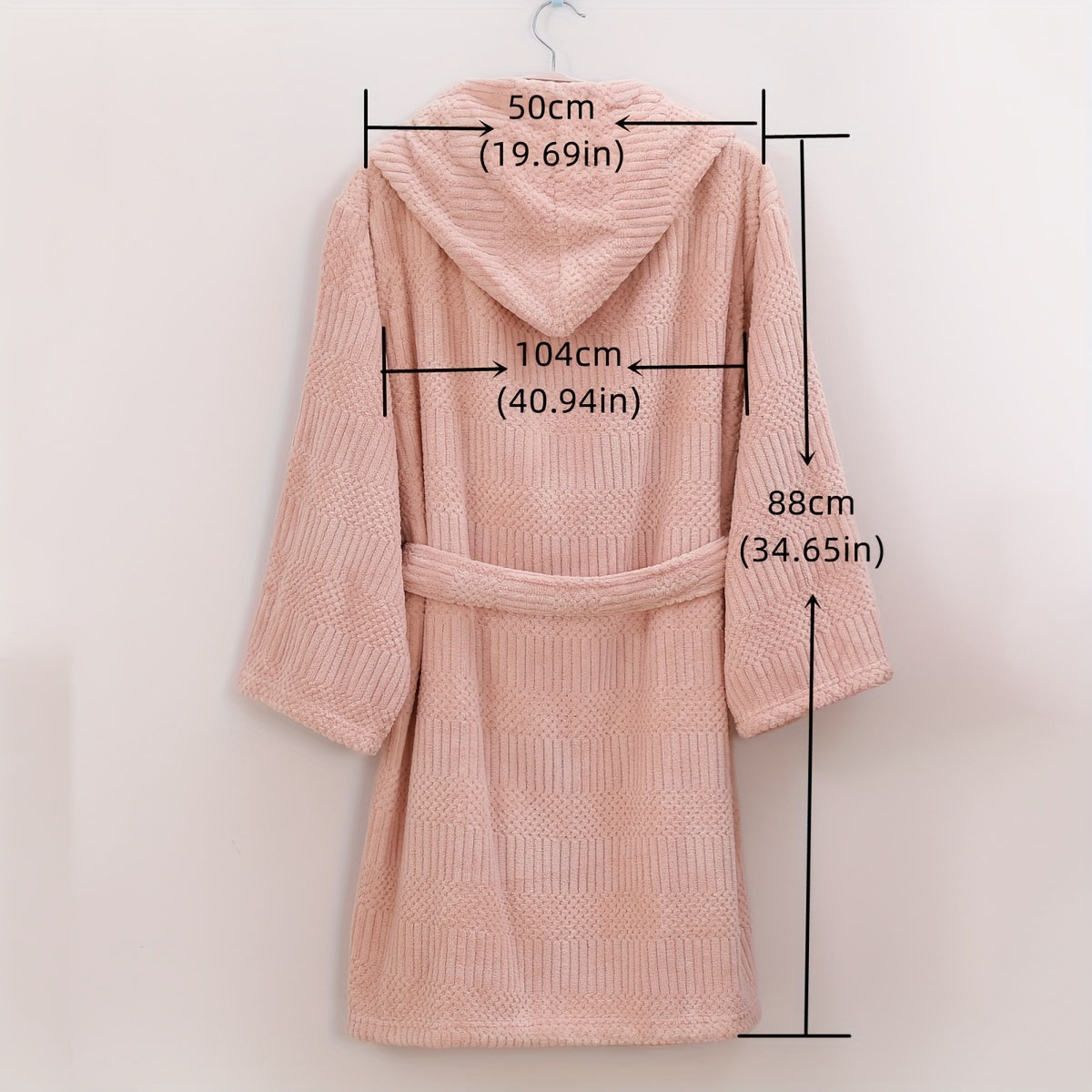 Soft Coral Fleece Bathrobe with Hood