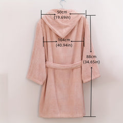 Soft Coral Fleece Bathrobe with Hood