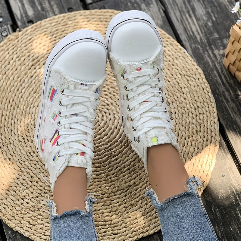 Women's High Top Canvas Sneakers Lace Up Flat Skate Shoes