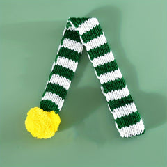 Striped Pet Christmas Scarf Cats Dogs Rabbits Wool Ball Warm Neck Bib