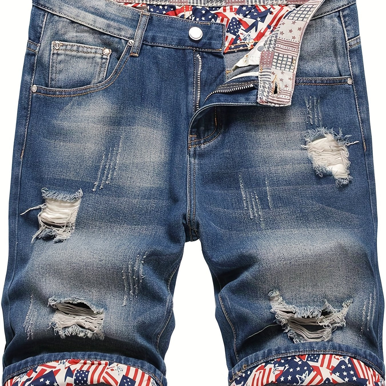 Men's Distressed Denim Shorts Casual Street Style Summer Wear
