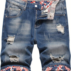 Men's Distressed Denim Shorts Casual Street Style Summer Wear