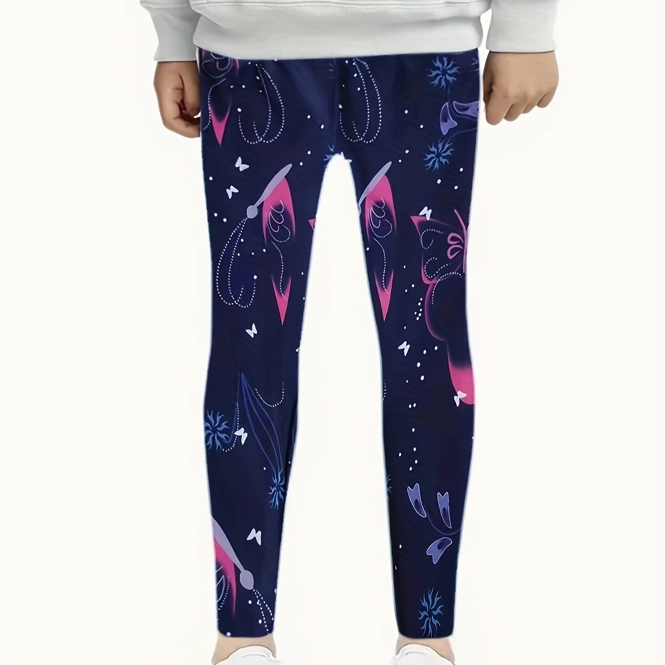 Butterfly Graphic Leggings Girls Comfy Slim Leggings For Sports