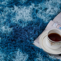 Shag Area Rug Modern Fluffy Rug Tie Dyed Dark