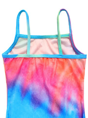 Toddler Girls Swimsuit Tie Dye Mermaid Rainbow Print Sleeveless Swimwear