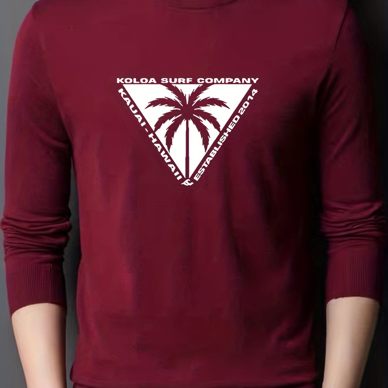 Coconut Palm Print Men's Knitted Sweater Crew Neck Pullover