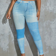Denim Print High Rise Skinny Leggings