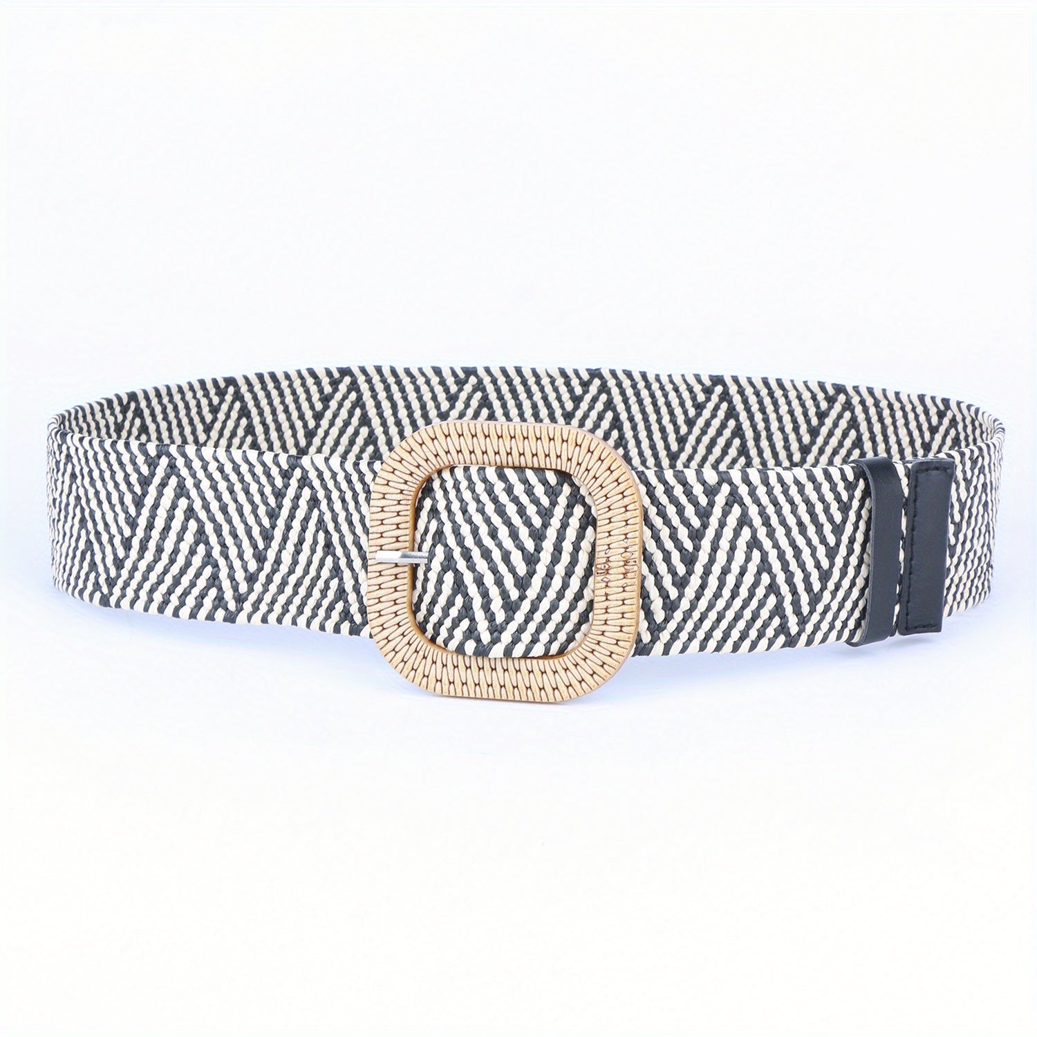 Women's Straw Stretch Waist Belt Square Buckle Boho Beach Dress Belts