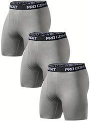 3pcs Men's Compression Shorts High Stretch Base Layer for Sports Gym