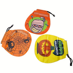 50 Pcs Halloween Drawstring Bag Pumpkin Candy Bag Snack Biscuit Gift Bag