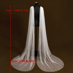 Bridal Veil Shawls Beaded Faux Pearl V Neck Long Sleeve for Weddings