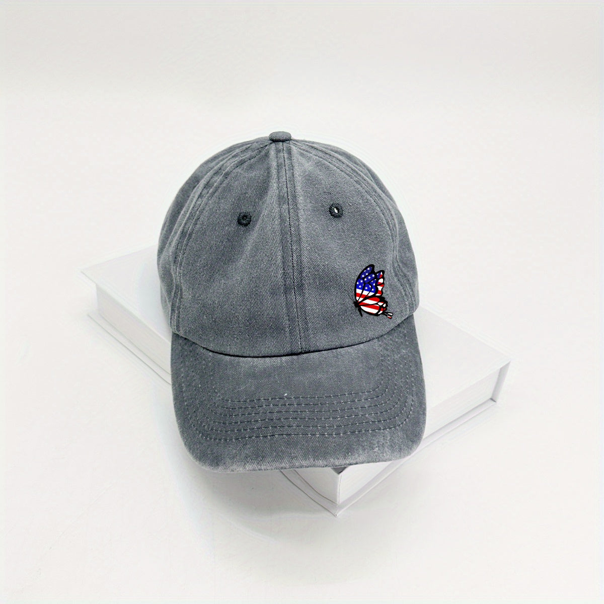 Butterfly Embroidery Baseball Cap Dad Hats Distressed Adjustable Sun Hats