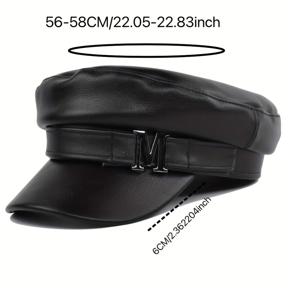 M Decor PU Beret Classic Solid Adjustable Newsboy Cap Captain Hat