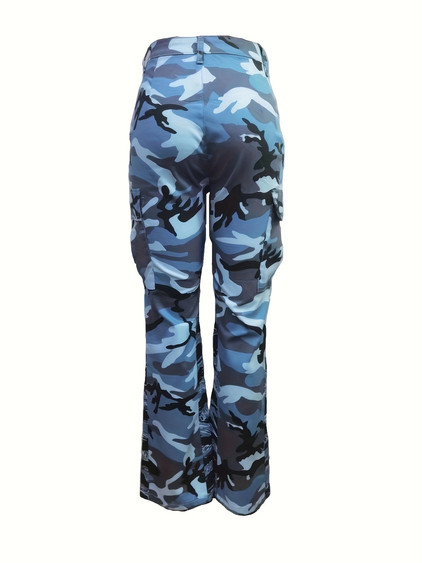 High Waist Camo Cargo Jeans Medium Stretch Denim Pants
