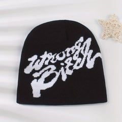 Hip Hop Unisex Beanie Classic Letter Jacquard Elastic Skull Cap Y2K Knit Hats