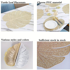 2pcs PVC Leaf Placemat Holloway Washable Reusable Non slip Heat Insulation Mat