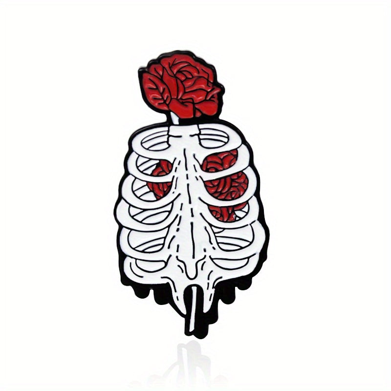 Punk Style Bone Rose Flower Brooch Pin for Clothes and Bags